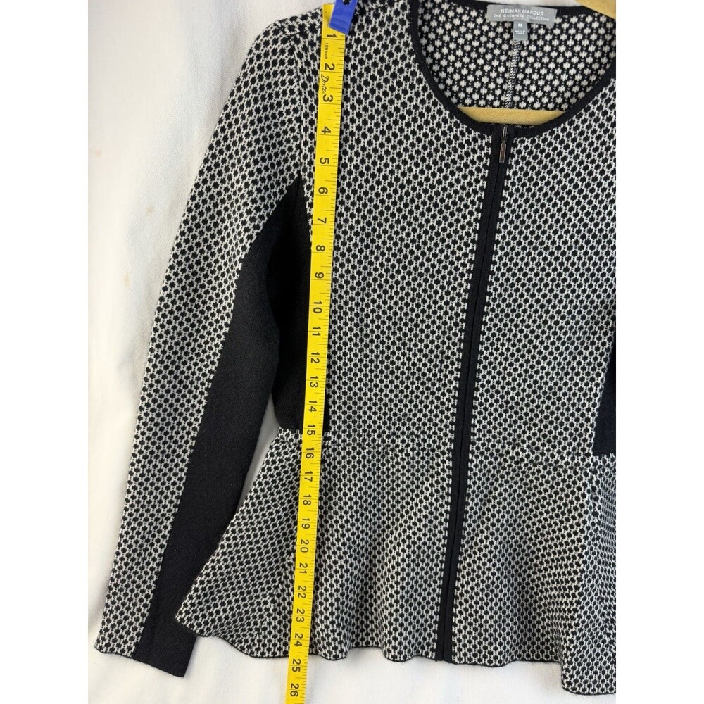 Neiman Marcus Cashmere Collection Textured Geometric Pattern Cardigan - Picture 3 of 9